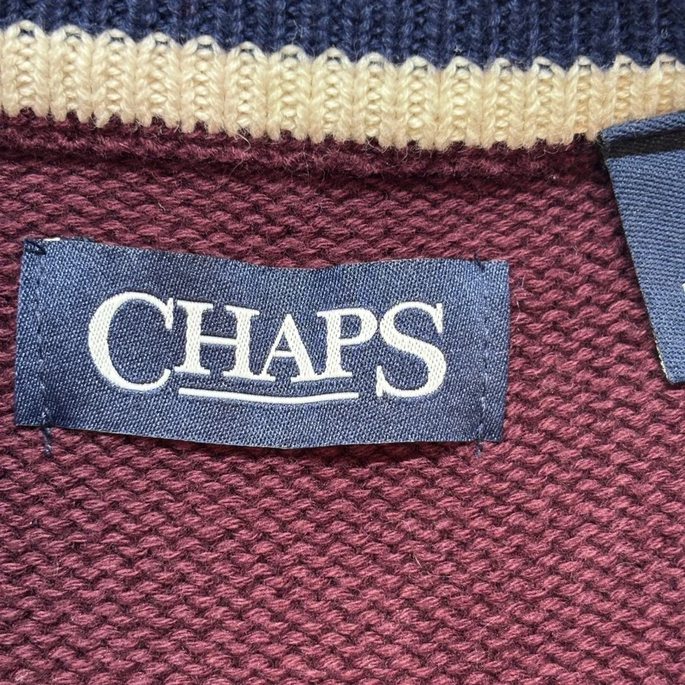 CHAPS Men‎ Burgundy Crew Neck Long Sleeve Pullover Sweater Size L